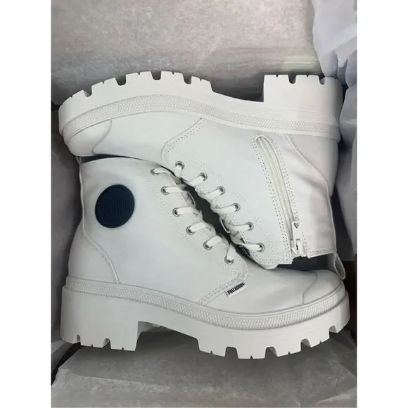 NIB PALLADIUM PALLABASE TWILL White Combat Boots - 8.5 - Picture 7 of 9